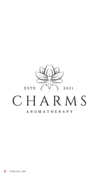 the charms logo on a black background